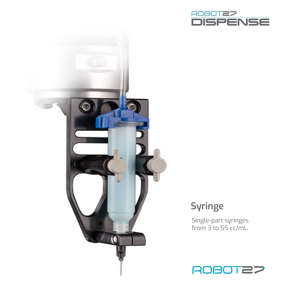 Robot27 Dispense Syringe product and specs for Material Dispensing