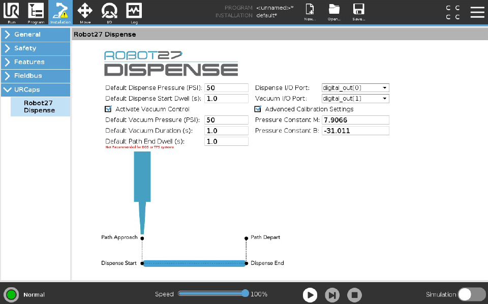 Default Settings Screen